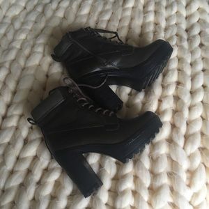 SOLD Brown taupe lace up heeled booties